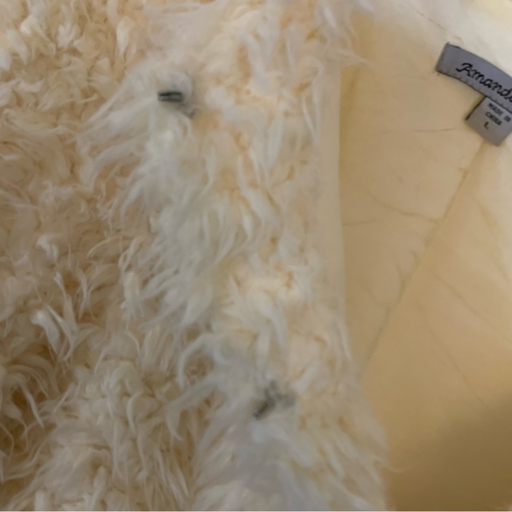 Women's Cream Faux Fur Jacket - Picture 5 of 7